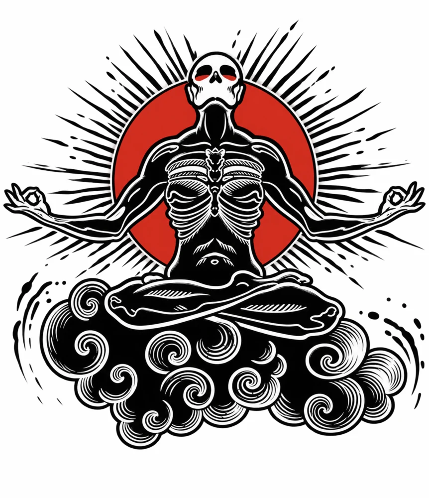 MagicSoul Tattoo logó – meditáló alak vörös kör előtt